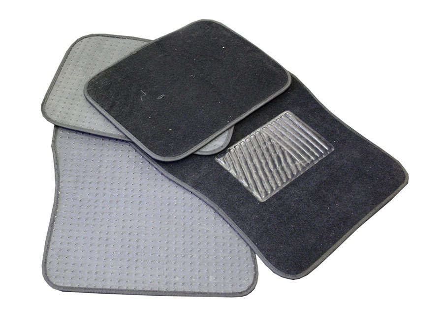 Universal Black Car Mats with Rubber Center