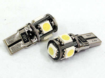 T10 5LED SMD Led Parklight Bulbs with Canceller (pair)