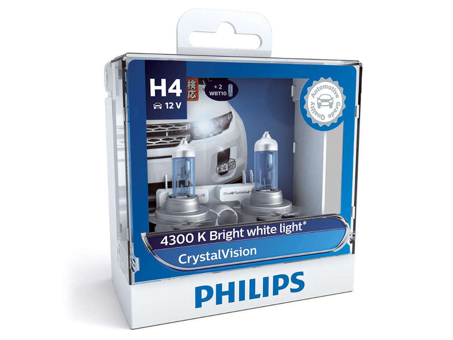 Philips H4 55w CrystalVision Headlight Bulbs
