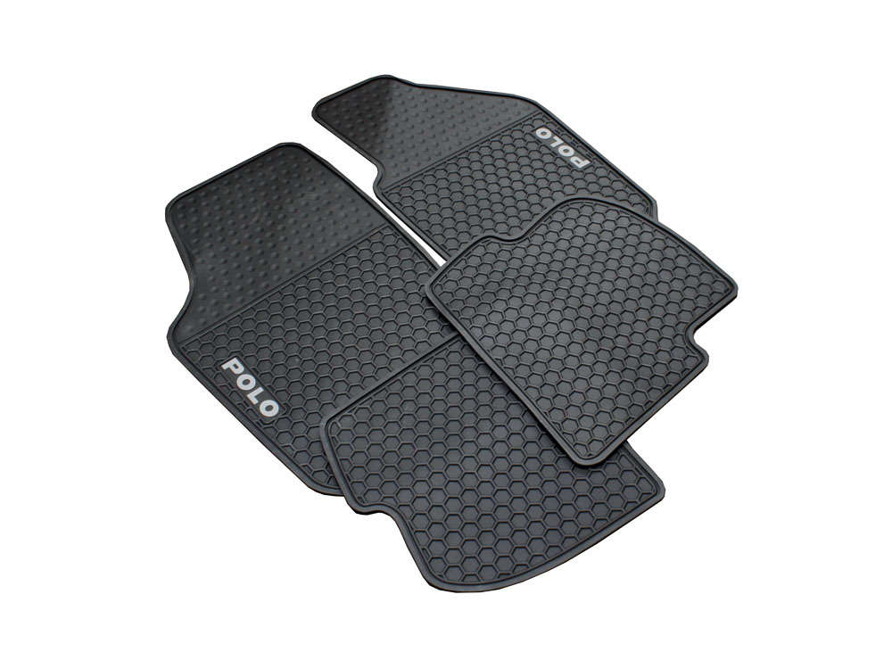Black & Grey Rubber Floormats for VW Polo 02-09 & Vivo 2010+