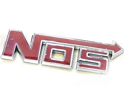 NOS Performance Silver & Red Raised Sticker Badge