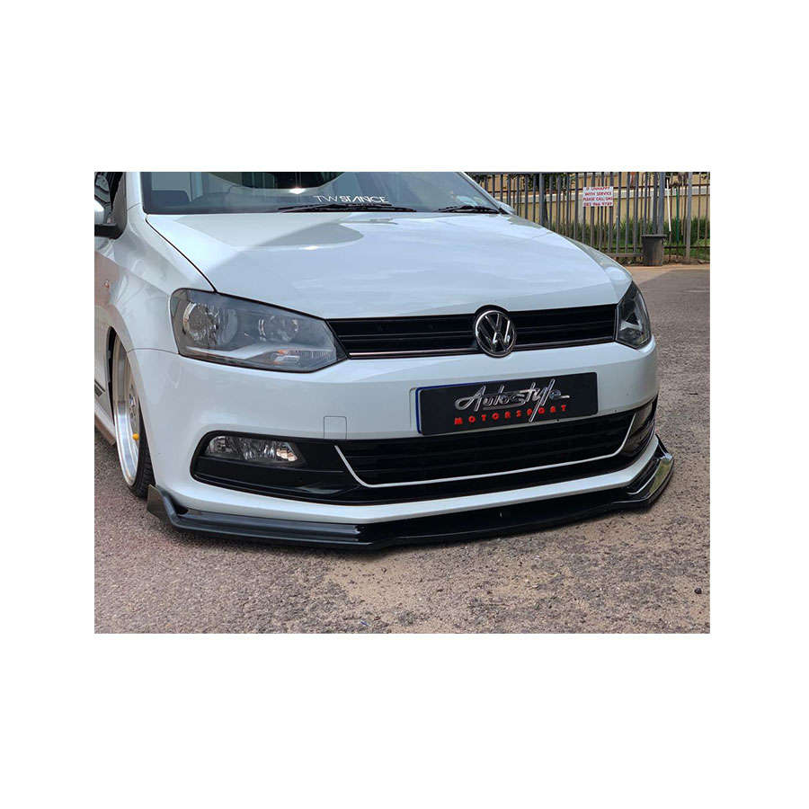 VW Polo 6R 3pc Gloss Black Lower Front Bumper Spoiler