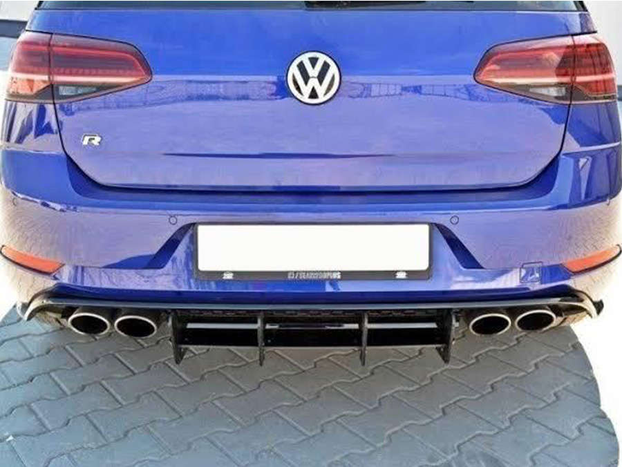 VW Golf Mk7 R Gloss Black Add-on Rear Bumper Diffuser