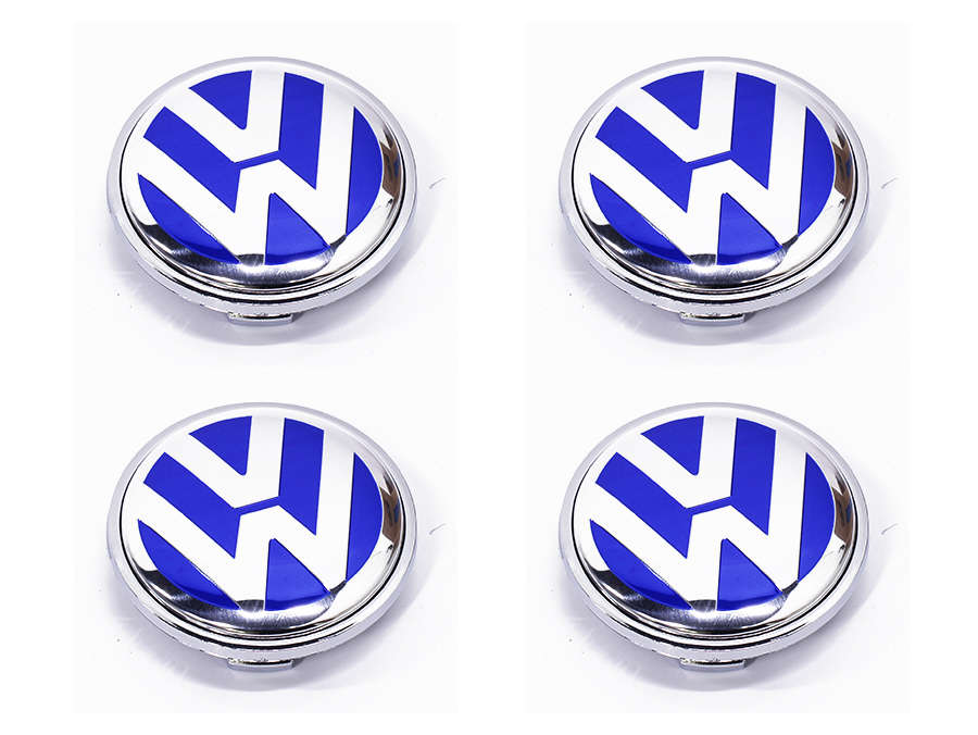 VW centre caps - 65mm Blue - 4pce set