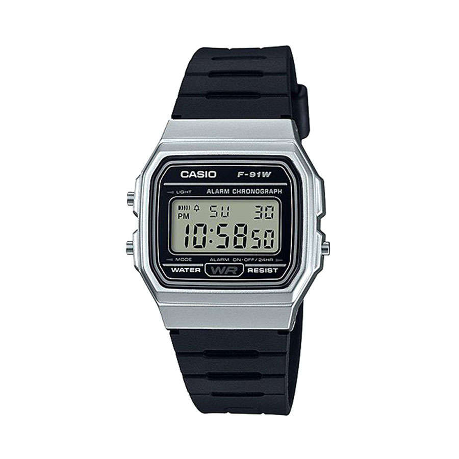 Casio Men's F-91WM-7ADF Digital Watch - Black and Silver