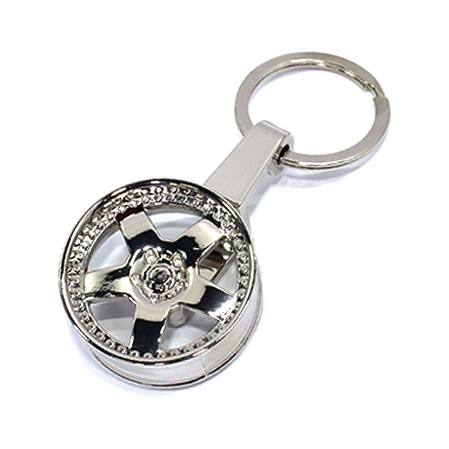 Keyring with Alloy Wheel Design (Silver)