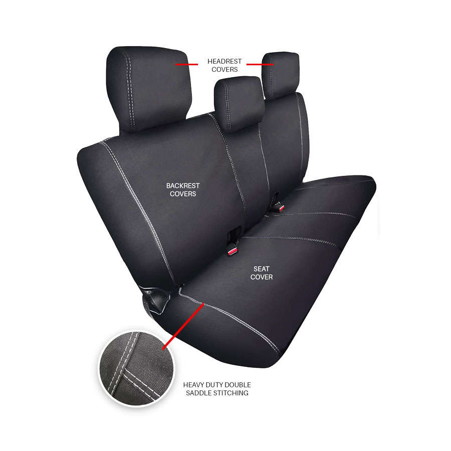 Rugged 5pc Seat Cover Set for For Ranger T6 2014-2022 Single/Double Cab (Rear Seats)