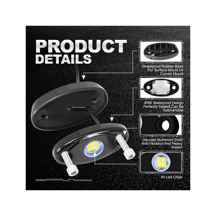 Universal Aluminium 9-LED Rocklights (Blue)