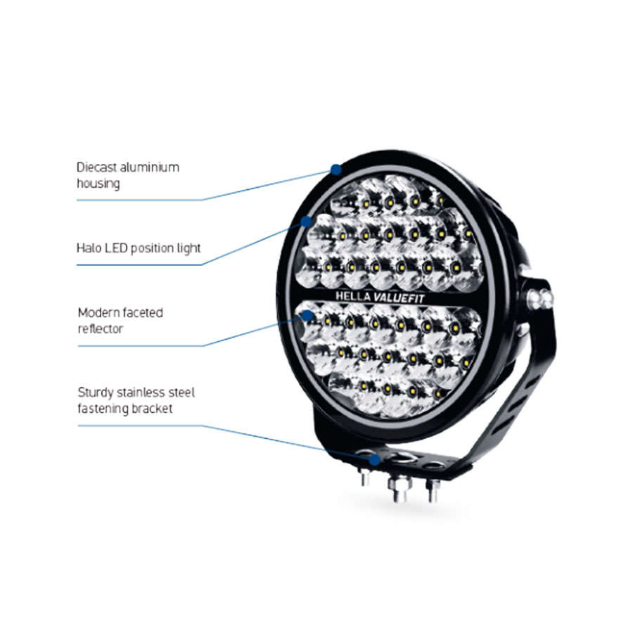 Hella ValueFit Supernova 2.0 7'' LED Spot Light Kit including harness