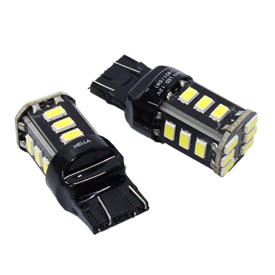 Hella 7443 LED T20 W21 White Bulbs (pair)