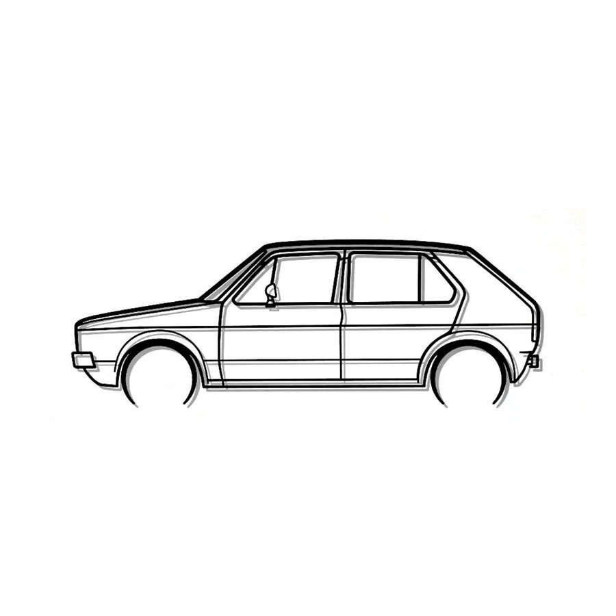 Steel Silhouette Wall Art - VW Golf Mk1 (Chrome) 600X215X2MM