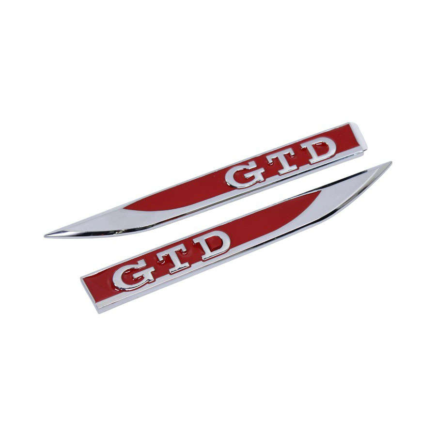 GTi Fender Badges - Chrome &amp; Red (14x1.5cm)
