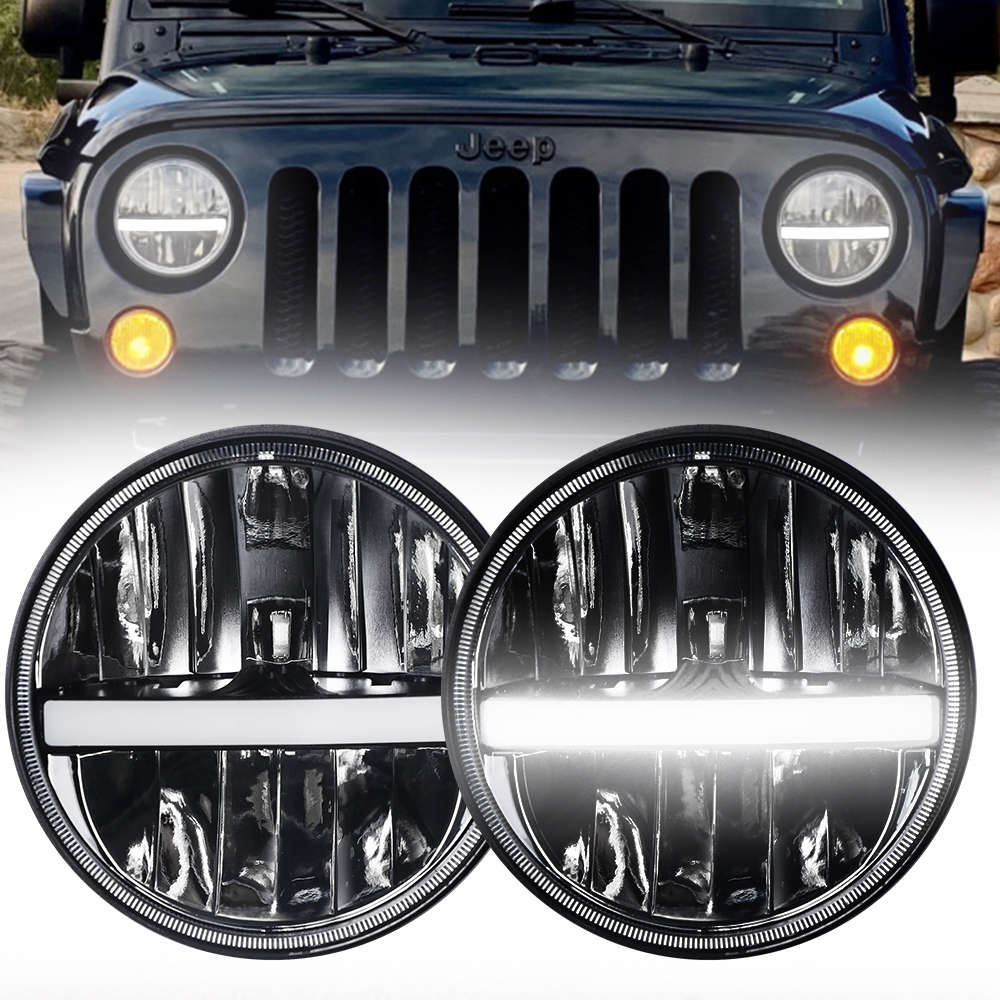 LED360 7" High/Low Beam Universal Headlight with DRL &amp; Indicator (pair)