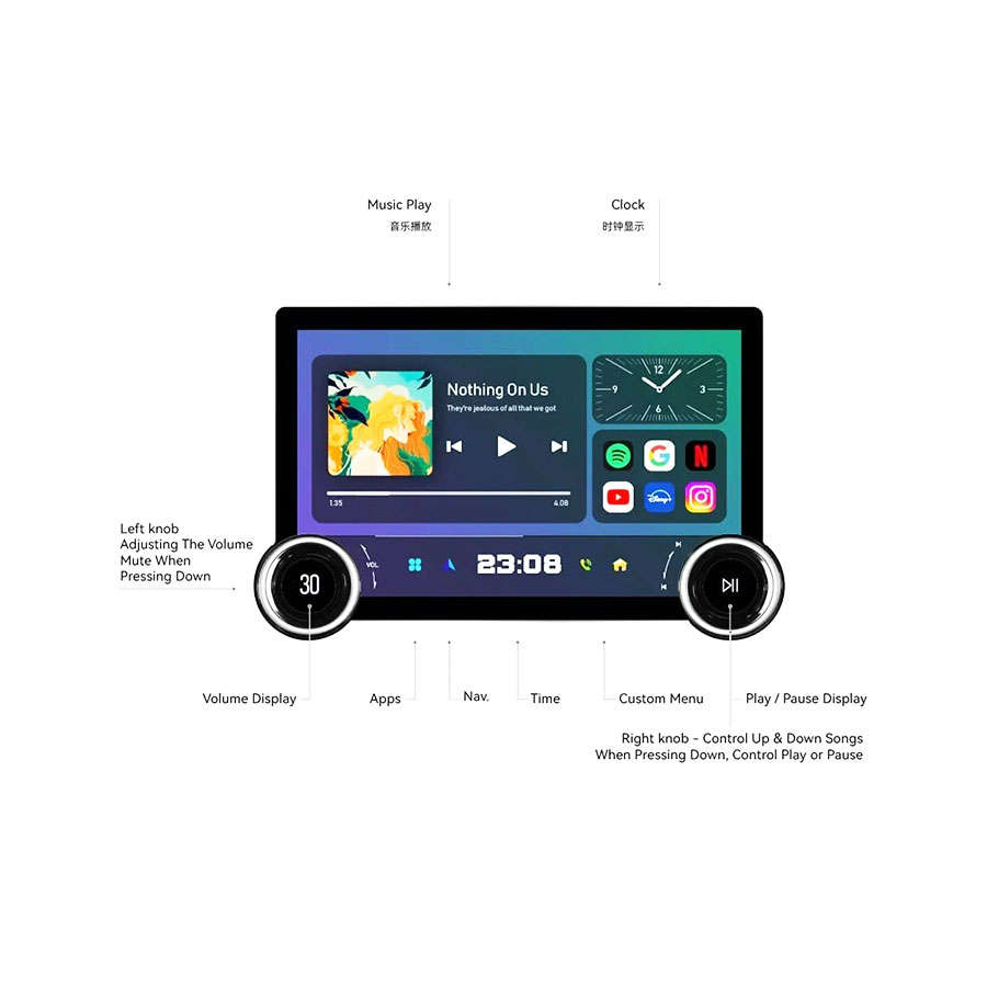 AUTO SNAP 11.8" FHD Android Stereo Touch Screen + 4G WiFi Carplay Android