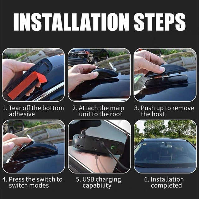 Car Remote Pilot Light Warning Light Dual Flash Light (Gloss Black)