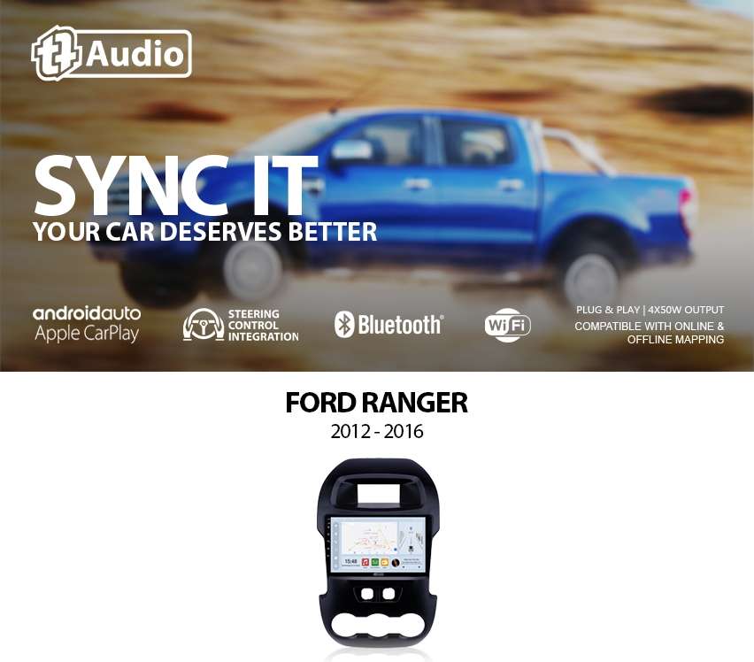 TT Audio 9" replacement radio for FORD Ranger 2012-2016 (CLASS D)
