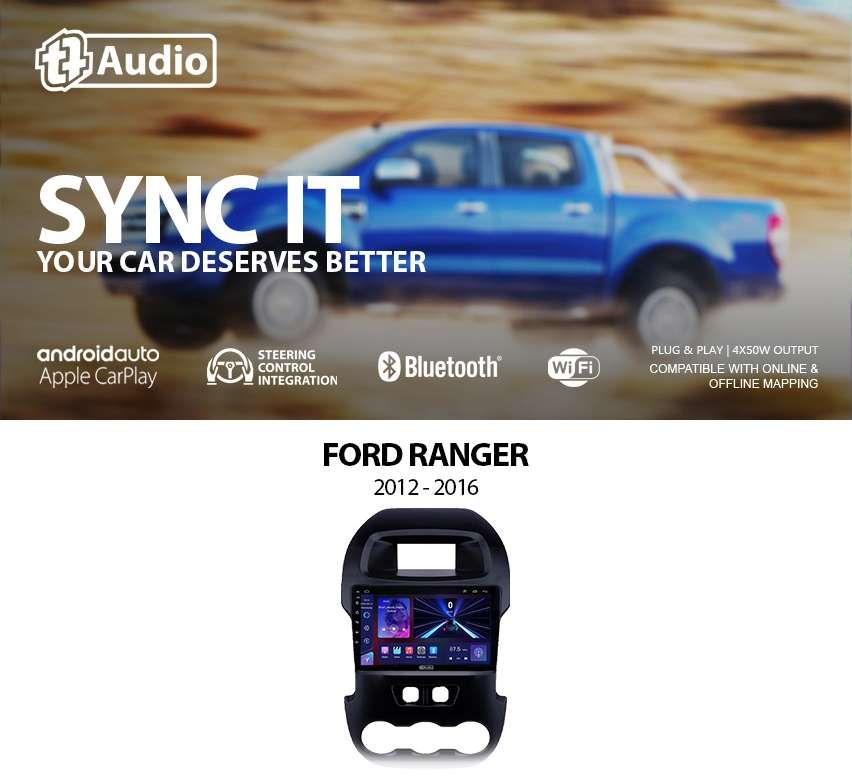 TT Audio 9" replacement radio for FORD Ranger 2012-2016 (Mid Spec)