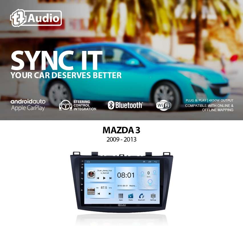 TT Audio 9" replacement radio for Mazda 3 2009-2012 (ECO)