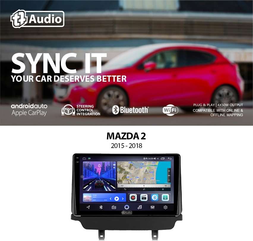 TT Audio Replacement Radio for MAZDA 2/CX-3 2015-2018 (2K SCREEN)