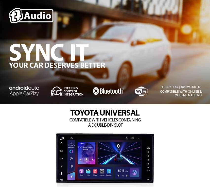 TT Audio 7" replacement radio for TOYOTA DOUBLE DIN (MID SPEC)