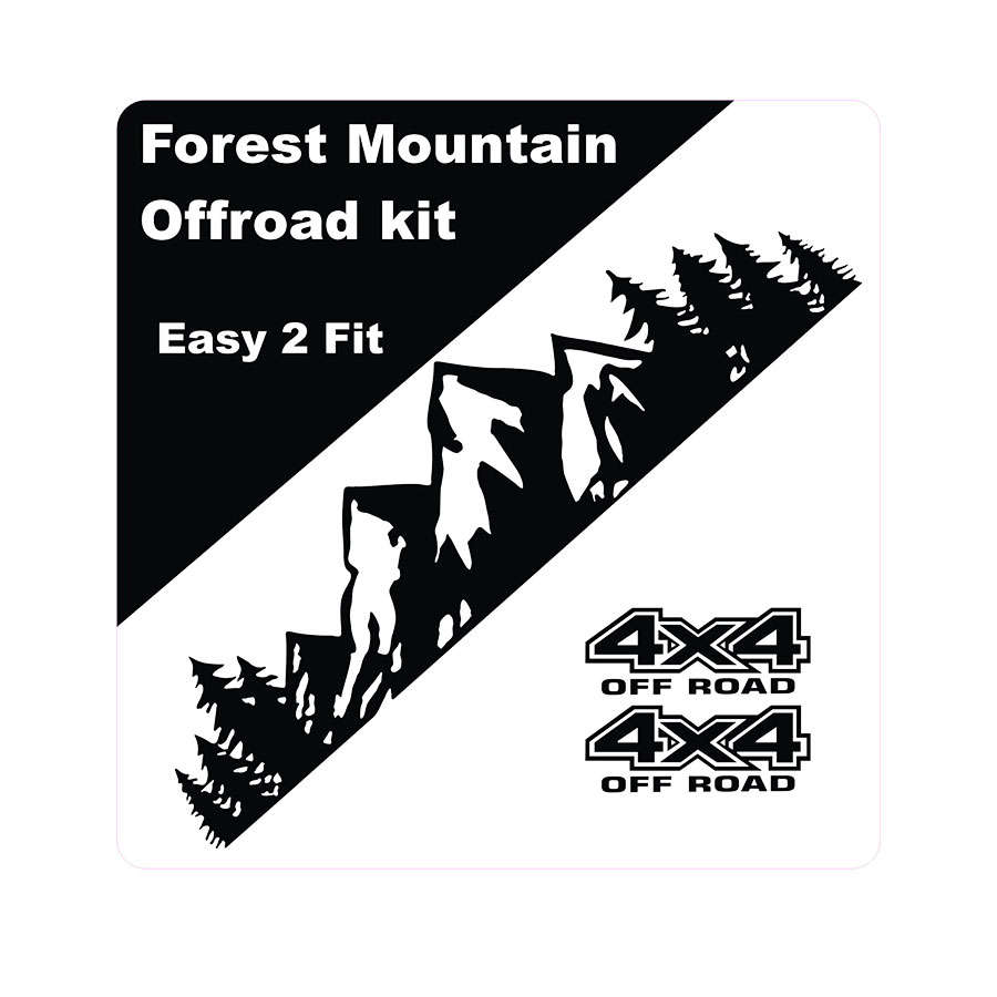 4x4 Off Road Forest Mountain Design Door Vinyl Stripe Sticker Kit