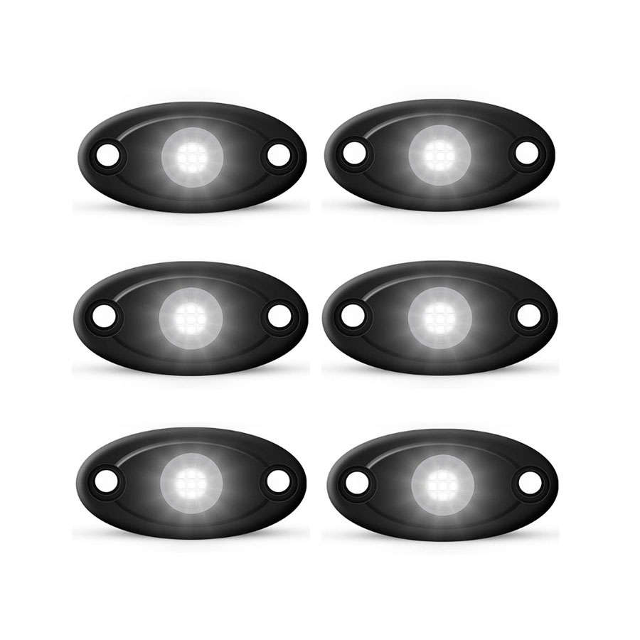 Universal Aluminium 9-LED Rocklights (White) - 6 pack