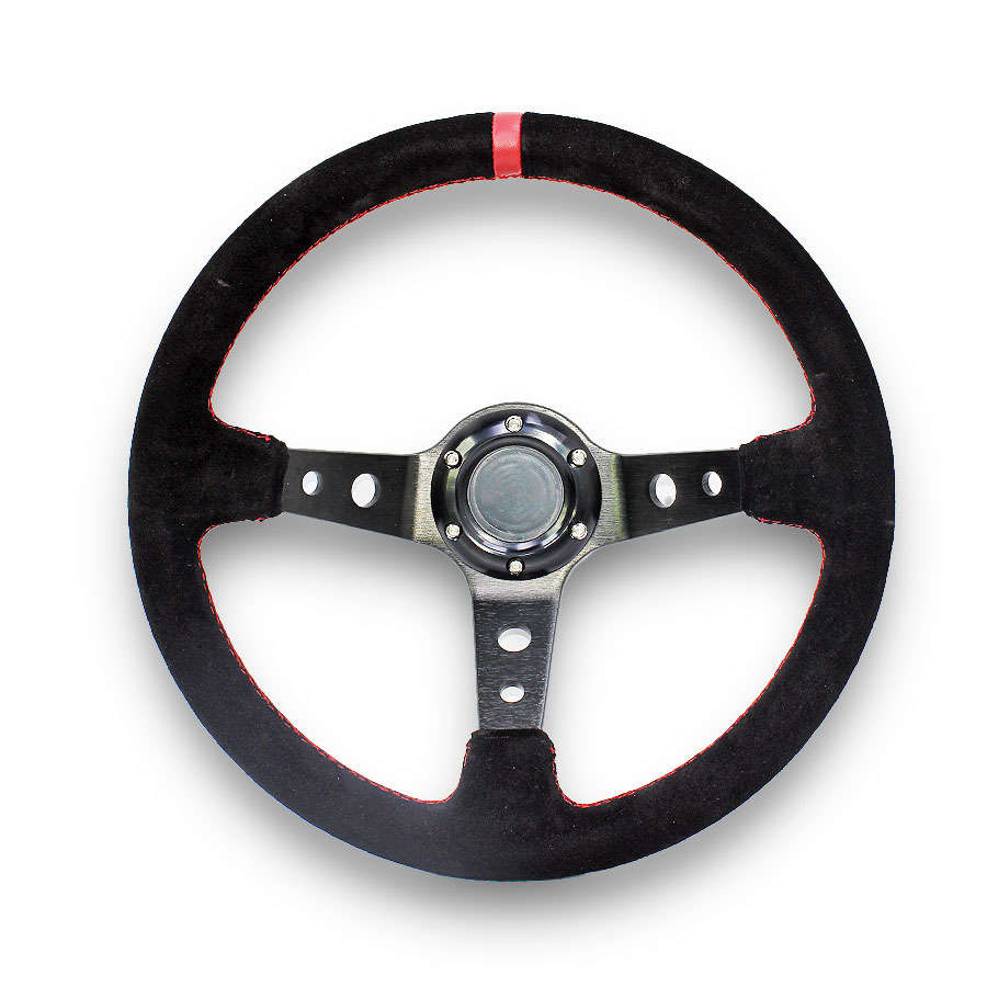 GripForge Concave Black &amp; Red Drift Suede Steering Wheel (350mm)