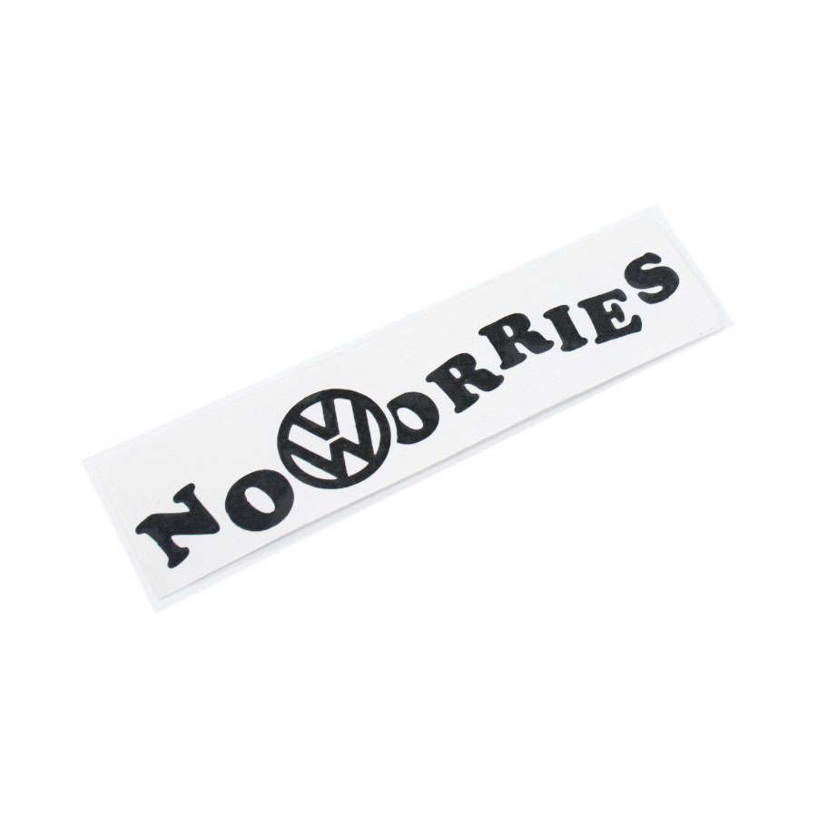 VW No Worries Black Vinyl Sticker - 12x3cm