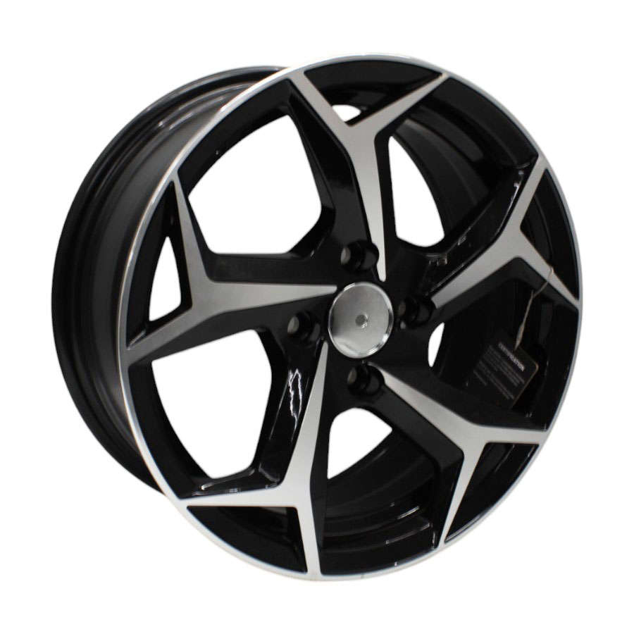 15" QS5339 4/100 Black Machine Face Alloy Wheels