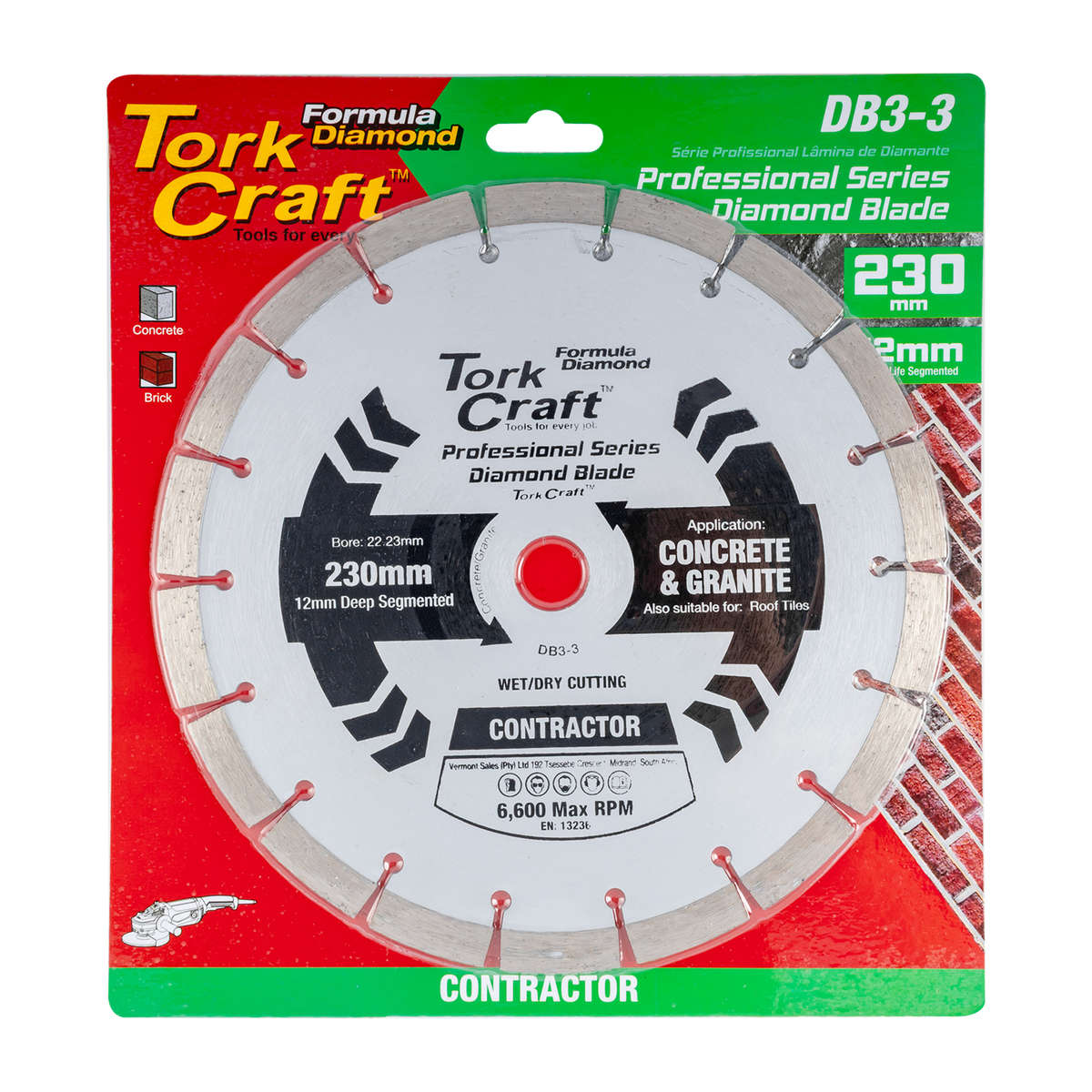 Tork Craft - Diamond Blade Segmented 230mm For Concrete 12mm Deep Segments - Tork Craft - Diamond...