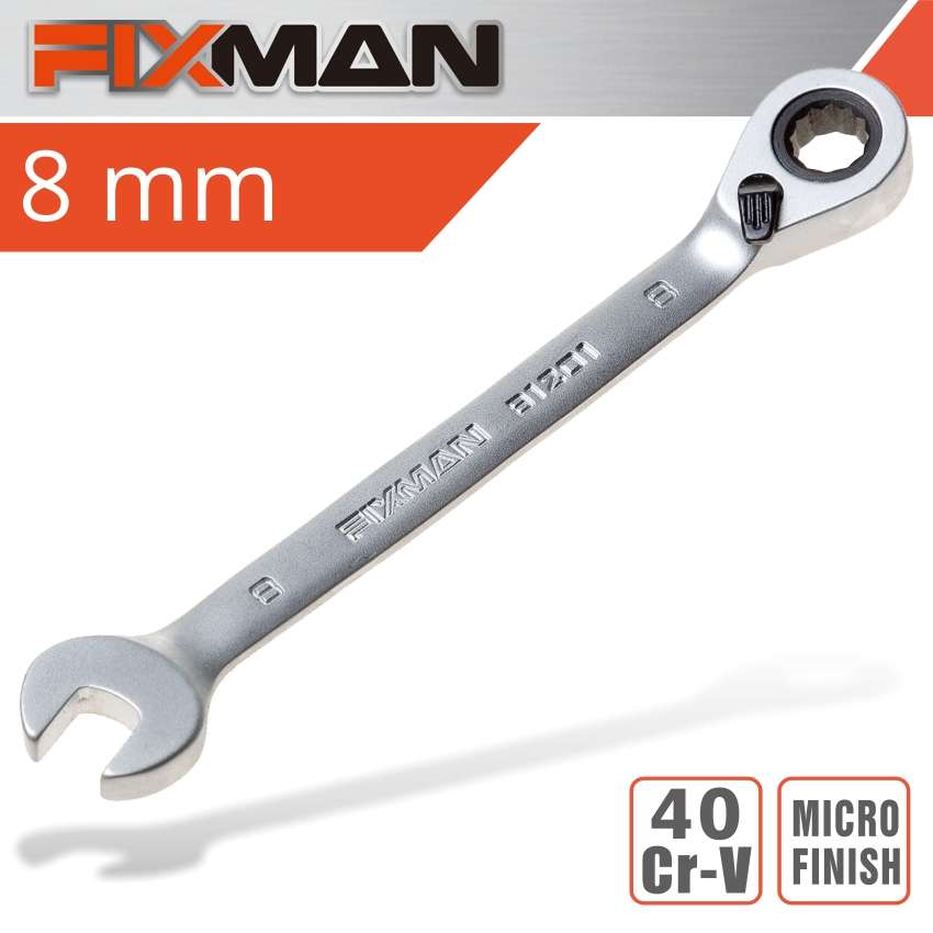 FIXMAN - Tools - Fixman Reversible Combination Ratcheting Wrench 8mm - FIXMAN - Tools - Fixman Re...