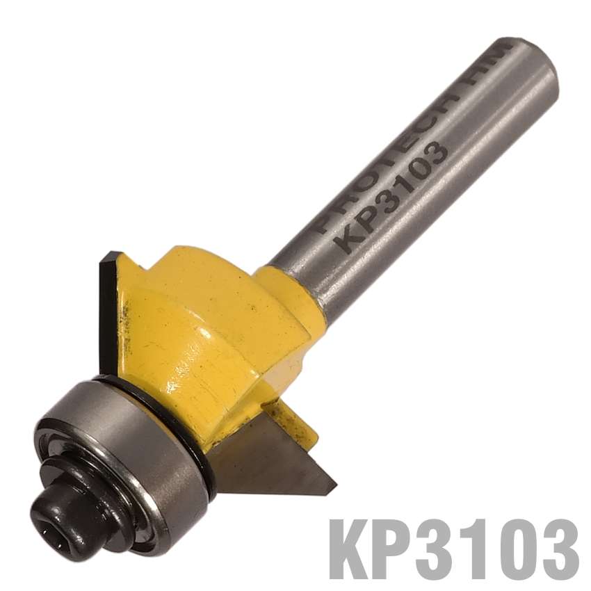 Pro-Tech - Bevel Trim 1/2" X 1/4" Bottom Bearing 45 1/4" Shank - Pro-Tech - Bevel Trim 1/2" X 1/4...