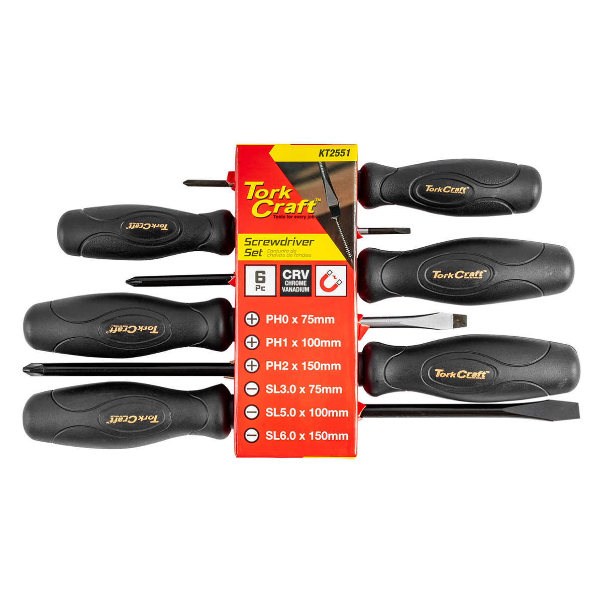 Tork Craft - Screw Driver Set 6 Piece Black Handle - Tork Craft - Screw Driver Set 6 Piece Black ...