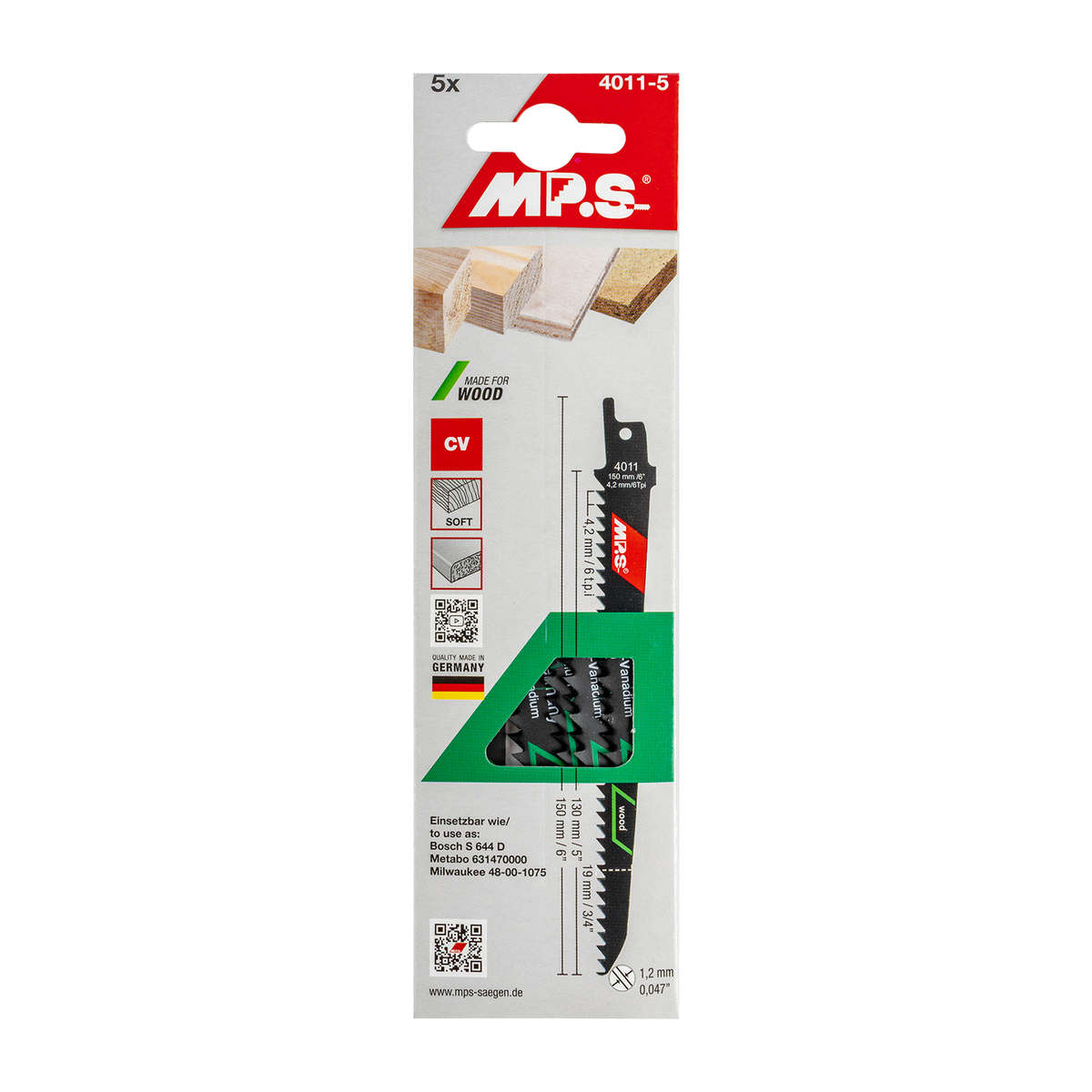 MPS - Sabre Saw Blade 150mm 6 Tpi 5/Pack - MPS - Sabre Saw Blade 150mm 6 Tpi 5/Pack