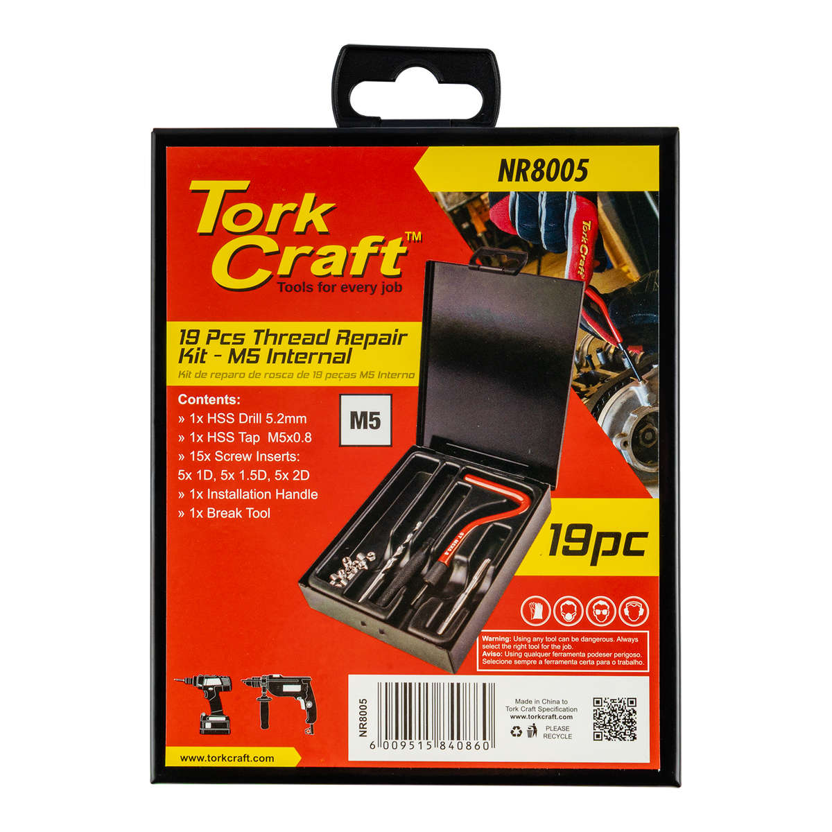 Tork Craft - Thread Repair Kit M5 Internal (Metal Box) - Tork Craft - Thread Repair Kit M5 Intern...