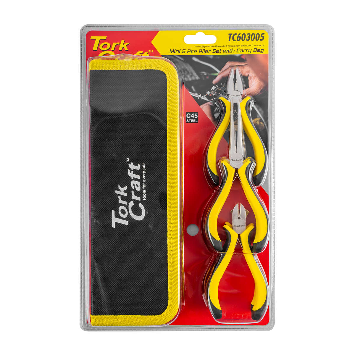 Tork Craft - Mini 5 Pc Plier Set with Carry Bag - Tork Craft - Mini 5 Pc Plier Set with Carry Bag
