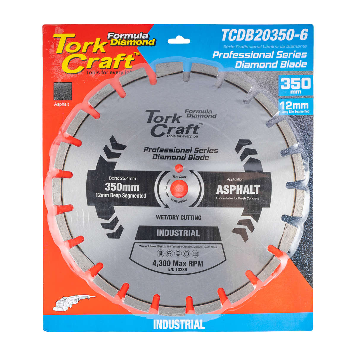Tork Craft - Diamond Blade 350X25.4mm Asphalt Laser Welded Segmented Tar - Tork Craft - Diamond B...