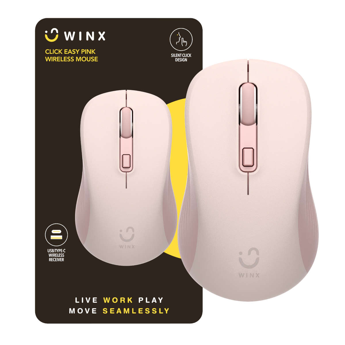 WINX - Click Easy 1600DPI 2.4GHz Wireless Mouse - Pink - WINX - Click Easy 1600DPI 2.4GHz Wireles...