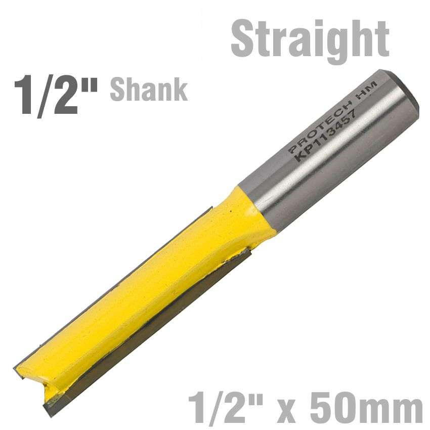 Pro-Tech - Straight Bit 1/2' X 50mm Cut 2 Flute 1/2'Shank - Pro-Tech - Straight Bit 1/2' X 50mm C...