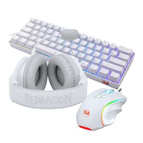Redragon - 3in1 RGB Gaming Combo Keyboard Mouse Headset - White - Redragon - 3in1 RGB Gaming Comb...