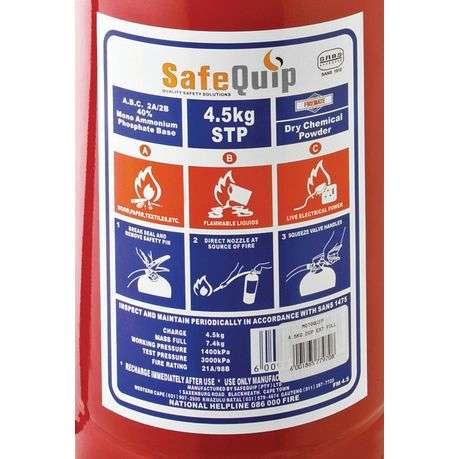 Safe-Quip 4.5kg DCP Fire Extinguisher - Safe-Quip 4.5kg DCP Fire Extinguisher