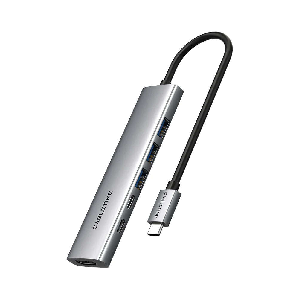 Cabletime - 6 IN 1 USB C Hub with HDMI and 100W Power Delivery - Cabletime - 6 IN 1 USB C Hub wit...