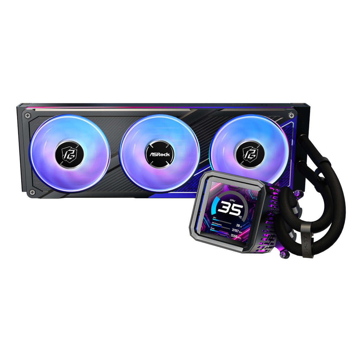 Asus - ASRock - Asus - ASRock - Phantom Gaming 360 LCD All-in-one Liquid CPU Cooler - Black - Asu...
