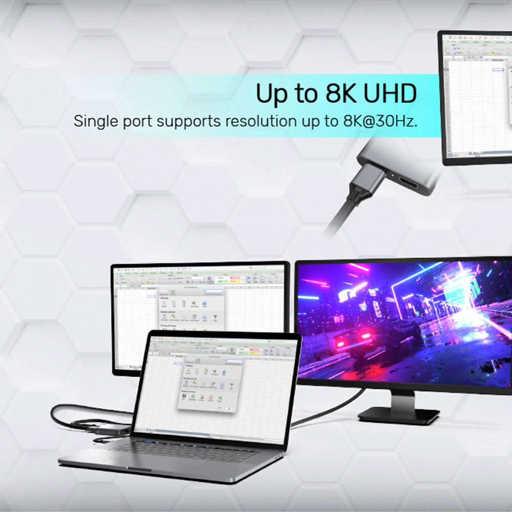 Unitek - V1404A USB Type-C To 8K @60Hz Dual Displayport 1.4 Adapter - Unitek - V1404A USB Type-C ...