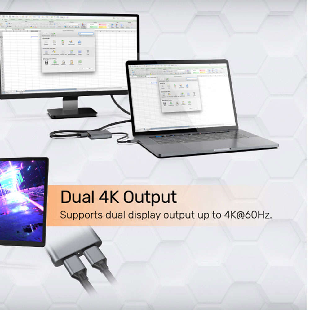 Unitek - V1404A USB Type-C To 8K @60Hz Dual Displayport 1.4 Adapter - Unitek - V1404A USB Type-C ...