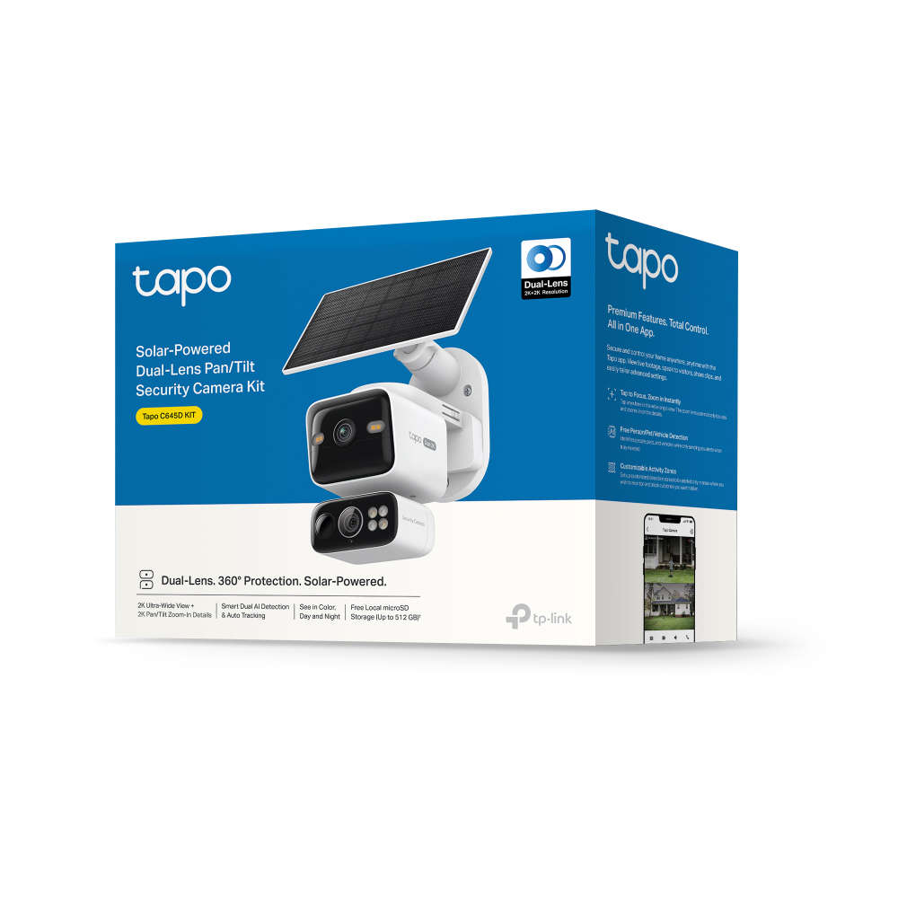 TP-Link TAPO - Tp-Link - TAPO - C645D Kit Solar-Powered 2K 3MP Dual-Lens Pan/Tilt Security Camera...