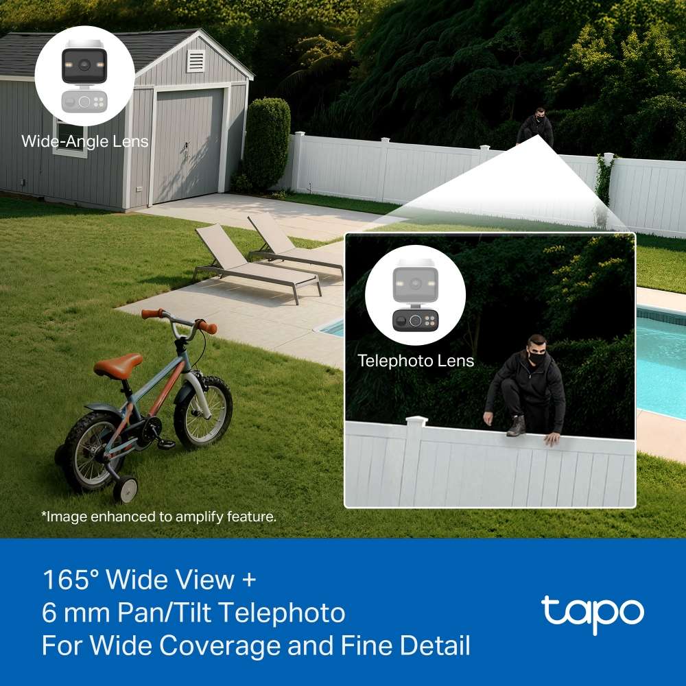 TP-Link TAPO - Tp-Link - TAPO - C645D Kit Solar-Powered 2K 3MP Dual-Lens Pan/Tilt Security Camera...