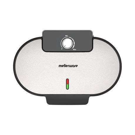 Mellerware - Waffle Maker Dual Non-Stick Black 33.6 x 18.2cm 1400W - Mellerware - Waffle Maker Du...