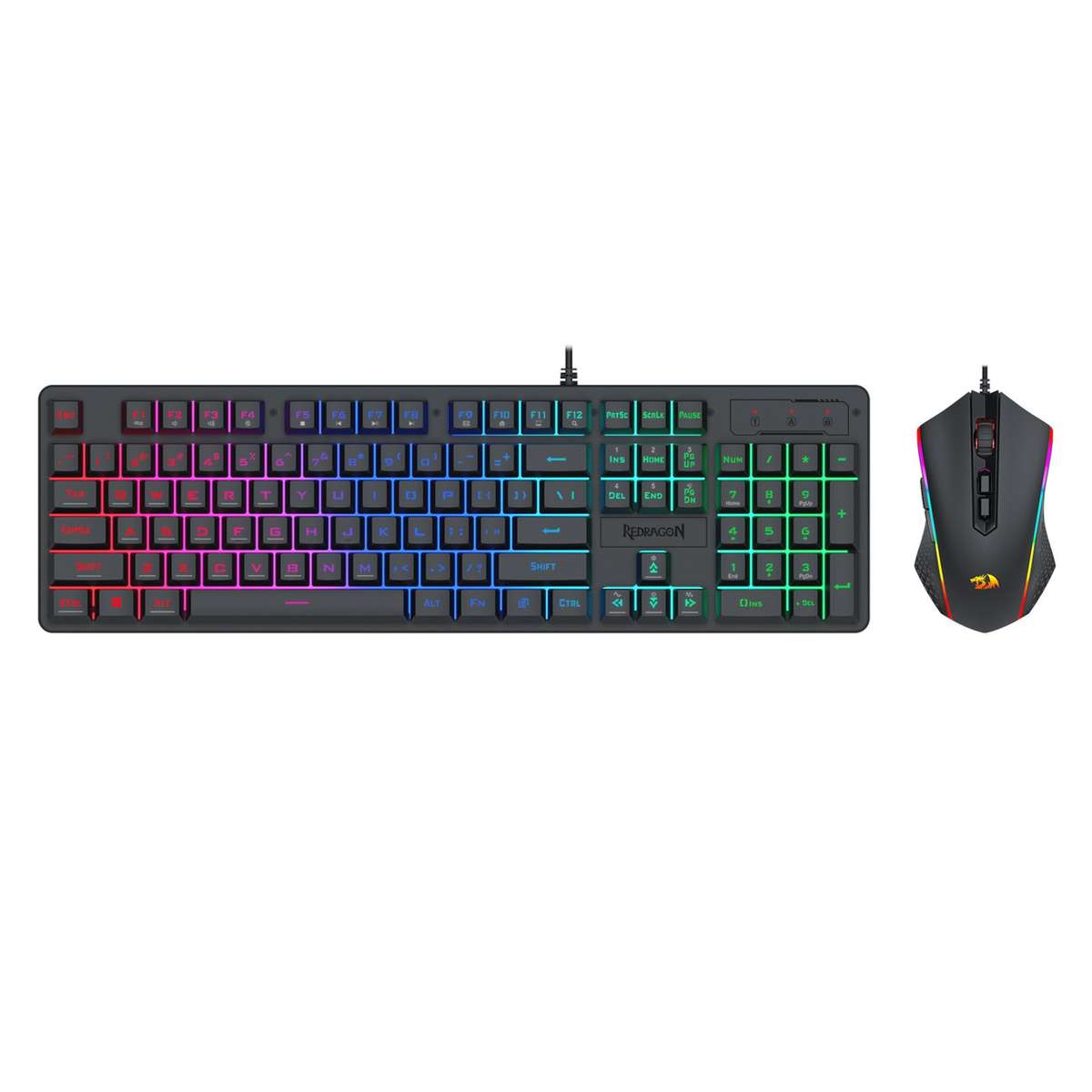 Redragon - S107 RGB Gaming Essentials Wired Gaming Keyboard and Mouse Bundle - Redragon - S107 RG...