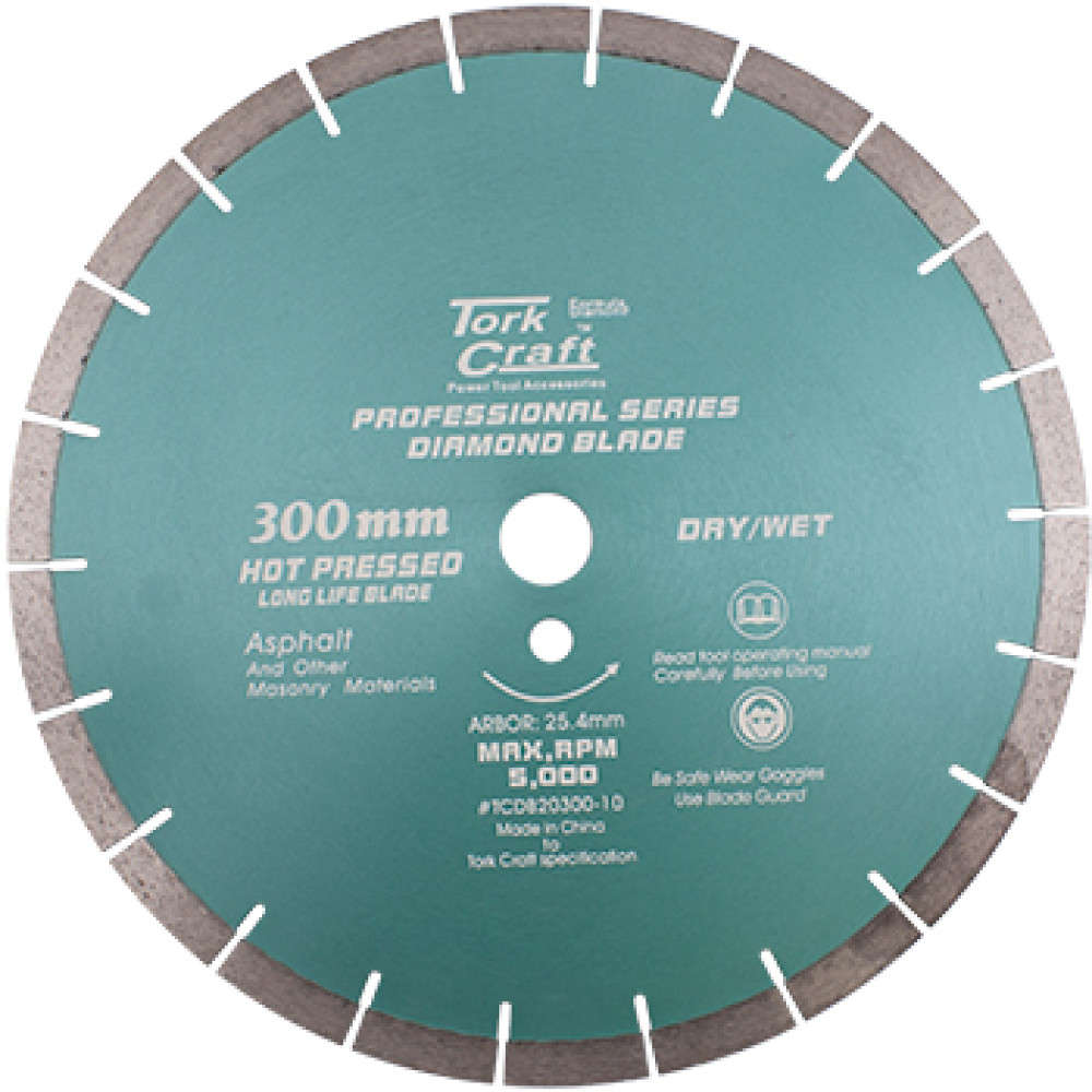 Tork Craft - Diamond Blade (300 x 25.4mm) Asphalt Hot Pressed Segmented Tar - Tork Craft - Diamon...